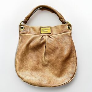 Marc by Marc Jacobs Classic Q Hillier Pebble Leather Hobo Bag Brown Distressed